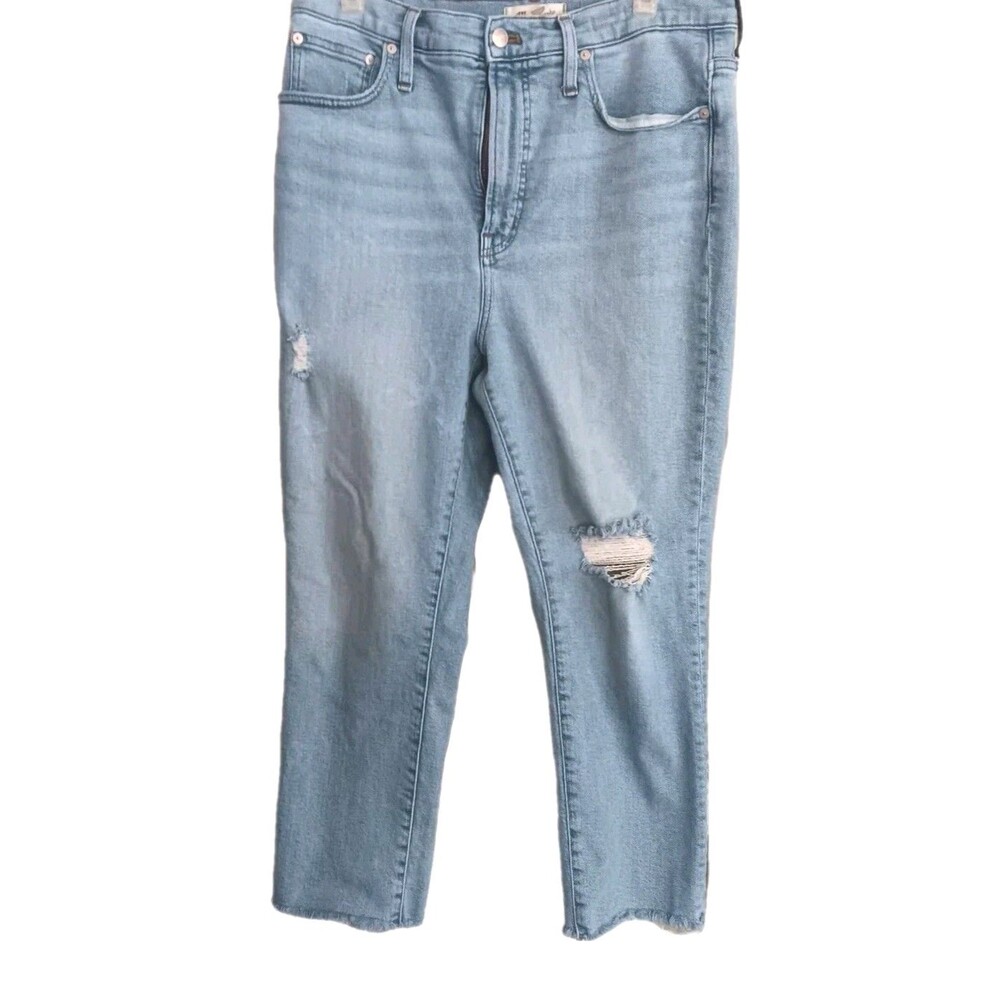 MADEWELL Perfect Vintage Jeans Women’s P SZ 30P Distressed Raw Hem Light Wash